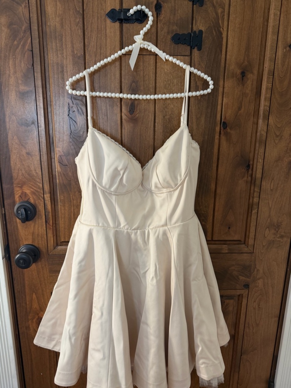 House of CB Cream Spaghetti-Strap Fit & Flare Mini Dress